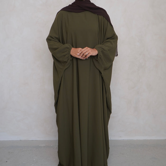 Olive Green Linen Abaya