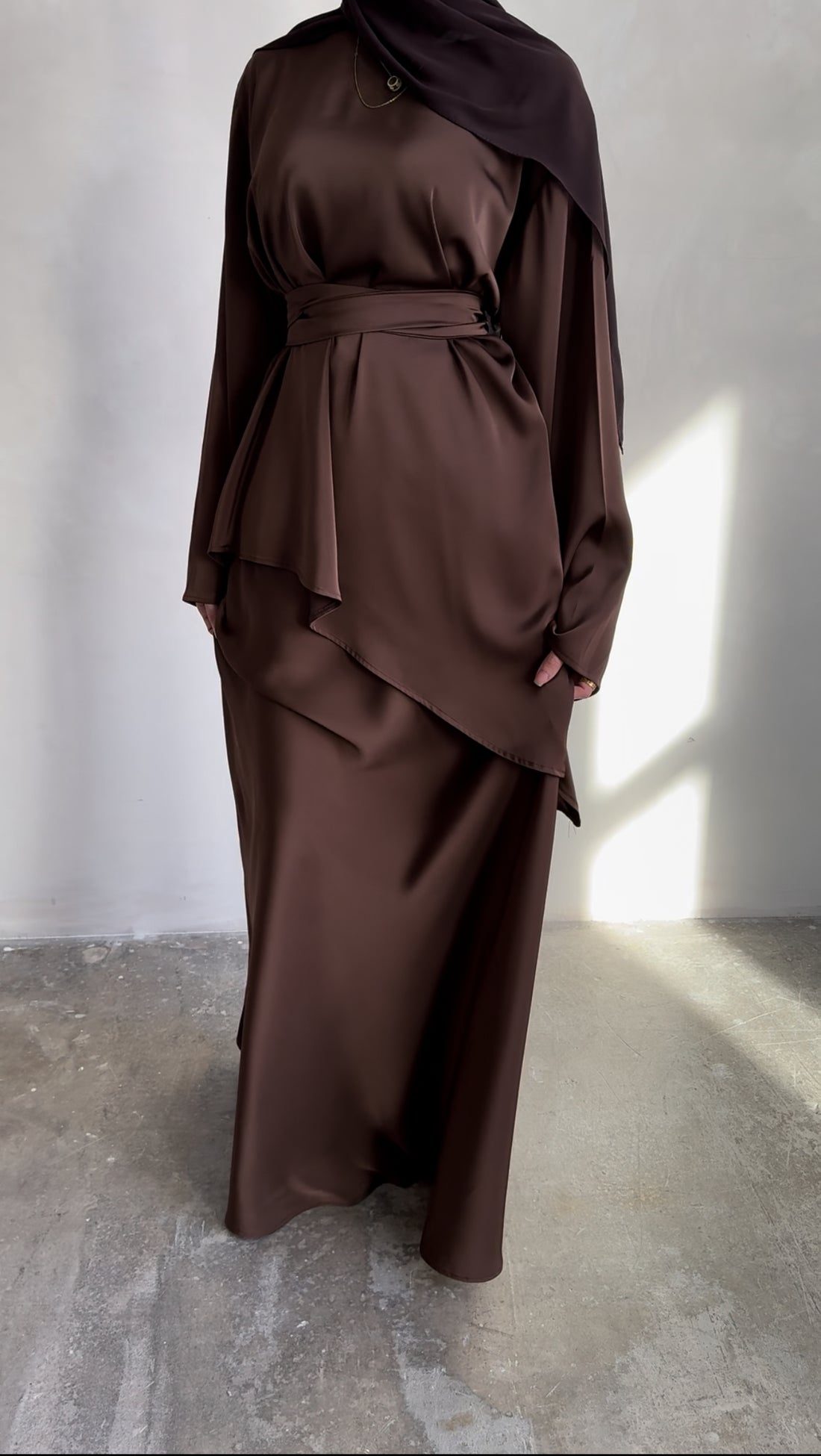 Khaki Blossom Open Abaya