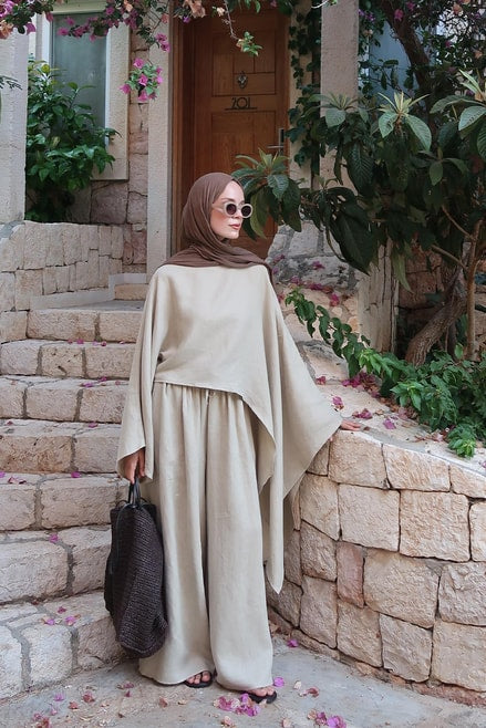 Charcoal Asymmetrical Blouse with Shawl Detail